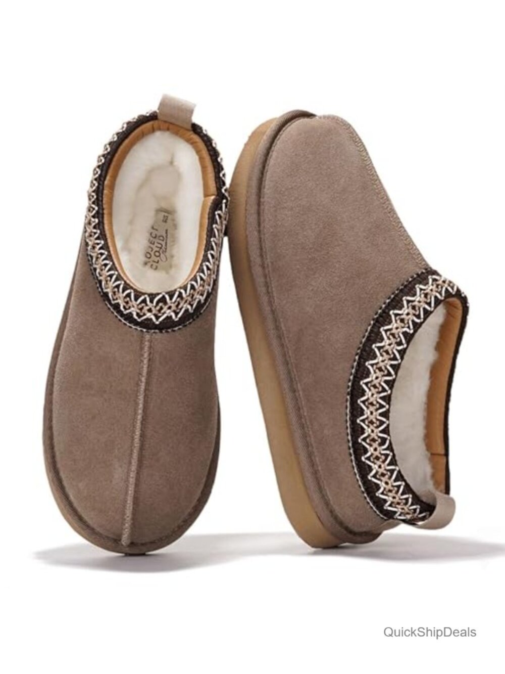 Genuine Leather Suede Slippers for Women with Australian Shearling Lining